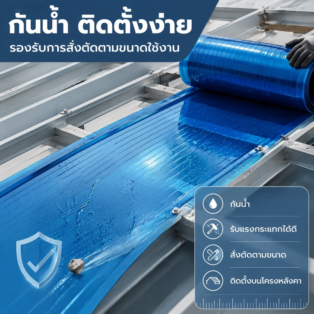 แผ่นรับแสง FRP สีน้ำเงิน บ้านครอบคลุมพลาสติก หลังคาใส ความต้านทานแรงดันสูง น้ำหนักเบา ทนแดด