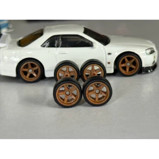 ล้อยาง รถยนต์ 1:64 ขนาด 11 MM ลาย 5 ก้าน ยางถอดได้ ขนาดแกน ยาว JDM