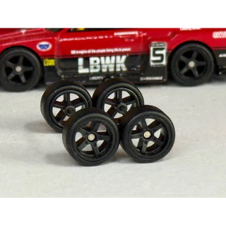 ล้อยาง รถยนต์ 1:64 ขนาด 11 MM ลาย 5 ก้าน ยางถอดได้ ขนาดแกน ยาว JDM