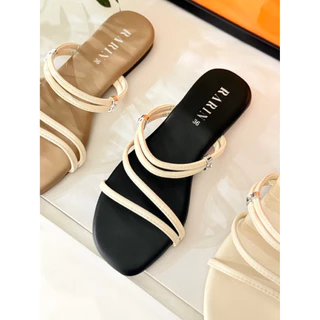 Rarin รุ่น [ Jolyn ] 36 - 41 รองเท้าแตะพื้นนุ่ม หนังนิ่ม ใส่ได้สองแบบ