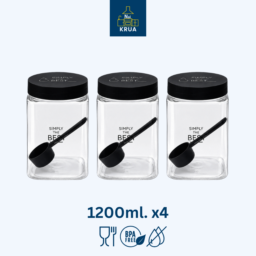 Naikrua ขวดโหลพลาสติก ความจุ 1200ml. แพ็คละ 3 ชิ้น พลาสติก Food grade แถมช้อน กระปุก Canister Set