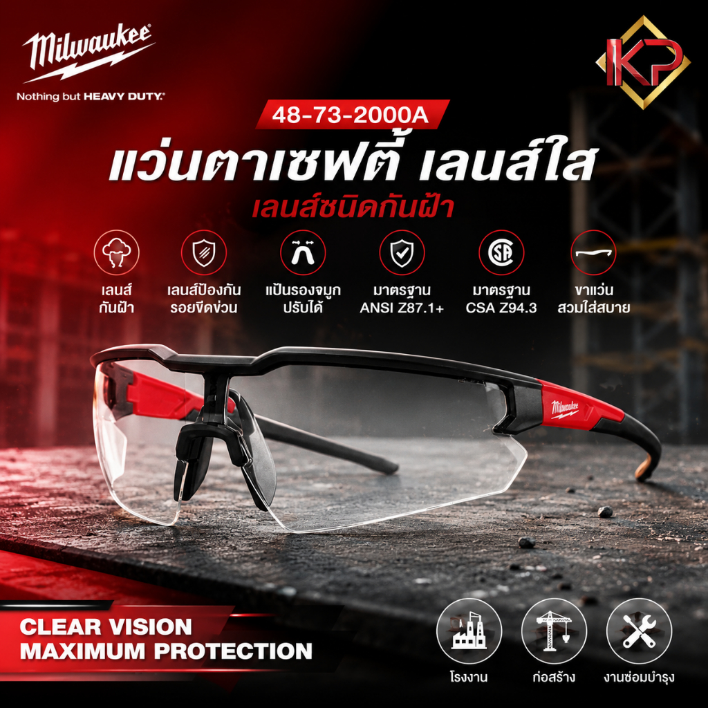 Milwaukee 48-73-2000A แว่นตาเซฟตี้ เลนส์ใส