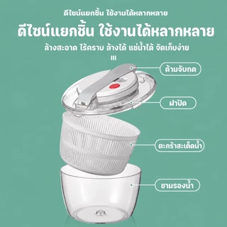 กะละมังล้างผัก ที่สลัดน้ำออกจากผัก สปินเนอร์ ที่ล้างผัก อุปกรณ์ล้าง แช่ และสะเด็ดน้ำออกจากผัก 3ลิตร