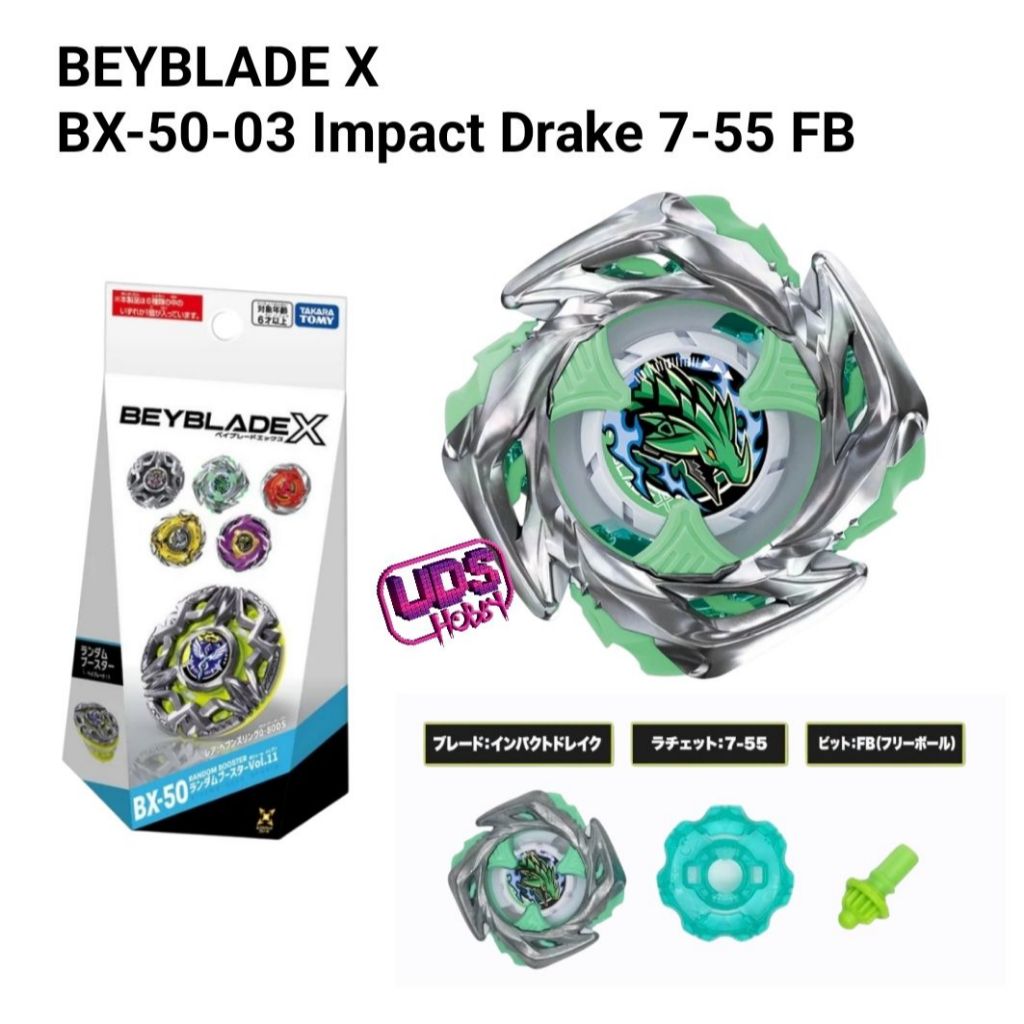 [Beyblade] BEYBLADE X BX-50-03 Impact Drake 7-55 FB เช็คการ์ด โค๊ดครบ ของใหม่