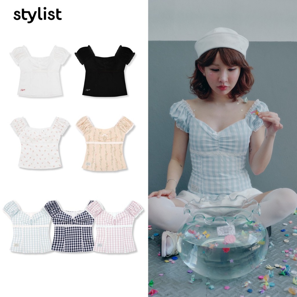 STYLIST x Brinkkty -Stylist-Blouses-Luna-007 - เสื้อปาดไหล่แขนตุ๊กตา