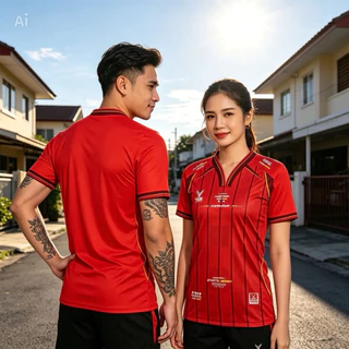 เสื้อกีฬาเข้าใหม่คอวาย พิมพ์ลายแฟชั่น ใส่ได้ทุกเพศ