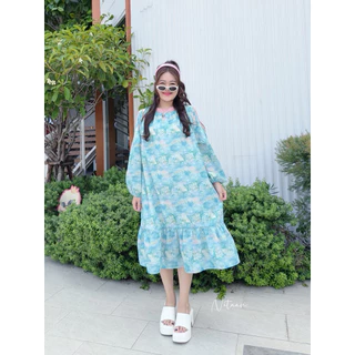 NITAAN ✨(54)KATHY DRESS เดรสคอตตอนแท้มีซับ เว้าแขนพอน่ารัก คอผูกโบว์ มีกระเป๋า โอเคครบ