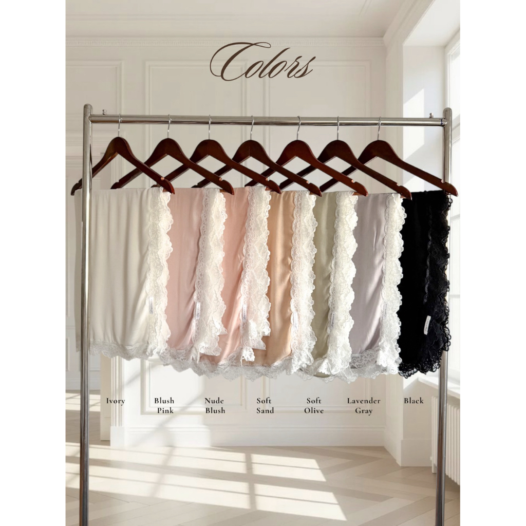 Zaynmira Modal Lace Hijab | ฮิญาบโมดัลแต่งลูกไม้ | Premium Soft Modal Hijab with Lace Trim