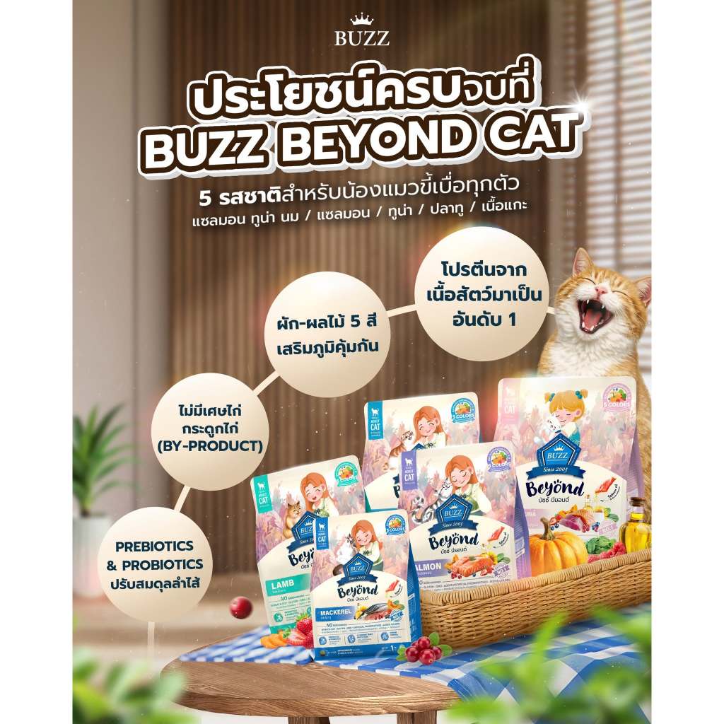 Buzz Beyond อาหารแมว กลูเตนฟรี หลากหลายสูตร ยกกระสอบ 7kg