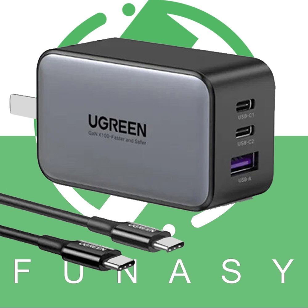 UGREEN 65W 3-Port GaN Charger - ออกแบบพับได้กะทัดรัด ชาร์จเร็วสำหรับแลปท็อป โทรศัพท์ แท็บเล็ต