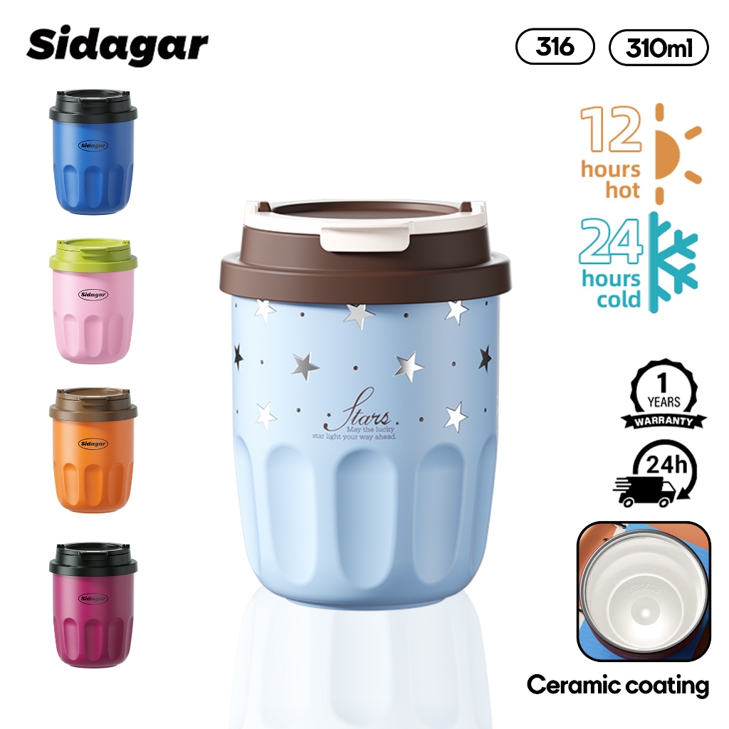 Sidagar 310ML แก้วกาแฟ เคลือบเซรามิก ถ้วยกาแฟ ขนาดเล็ก แบบพกพา ถ้วยน้ํา แก้วเก็บความเย็น