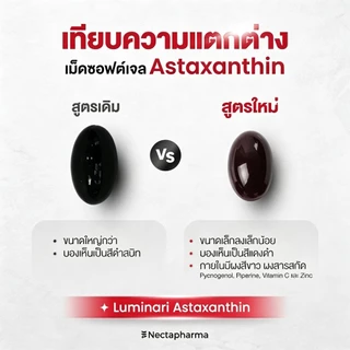 Nectapharma Luminari Astaxanthin ลูมินารี่ แอสตาแซนธิน ประกอบด้วย Pycnogenol CoQ10 Tocotrienol Piperine Zinc