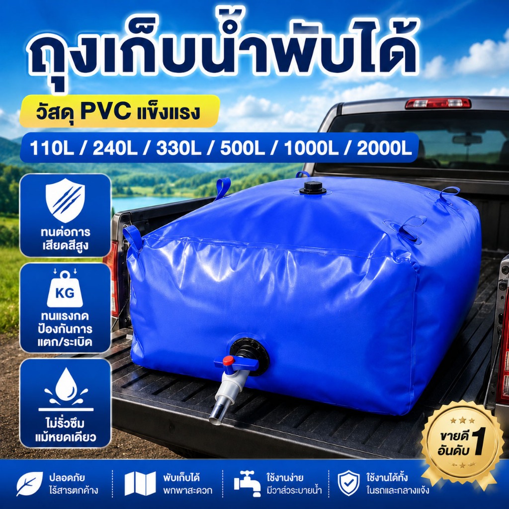 ถุงเก็บน้ำเพื่อการเกษตร ถังเก็บน้ําแบบพกพาพับได้ความจุขนาดใหญ่ ทนต่ออุณหภูมิสูง กันไฟ ชลประทานการเกษตร ฉุกเฉิน