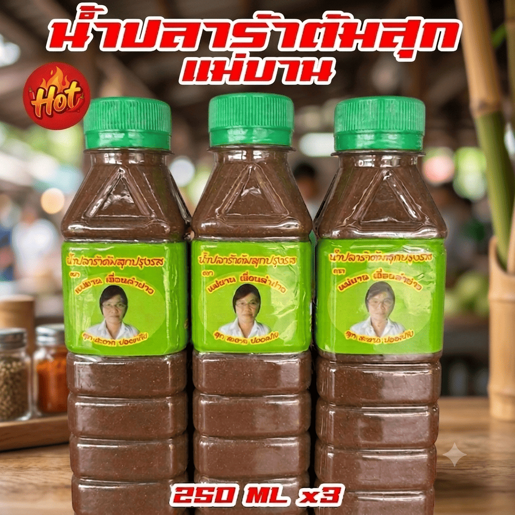 น้ำปลาปร้าปรุงรสต้มสุก by แม่บาน ใส่แกงอ่อมส้มตำได้อร่อยนัวร์ แพ็ค 3 ขวด สุดคุ้ม (ขนาด 250 ml x3)