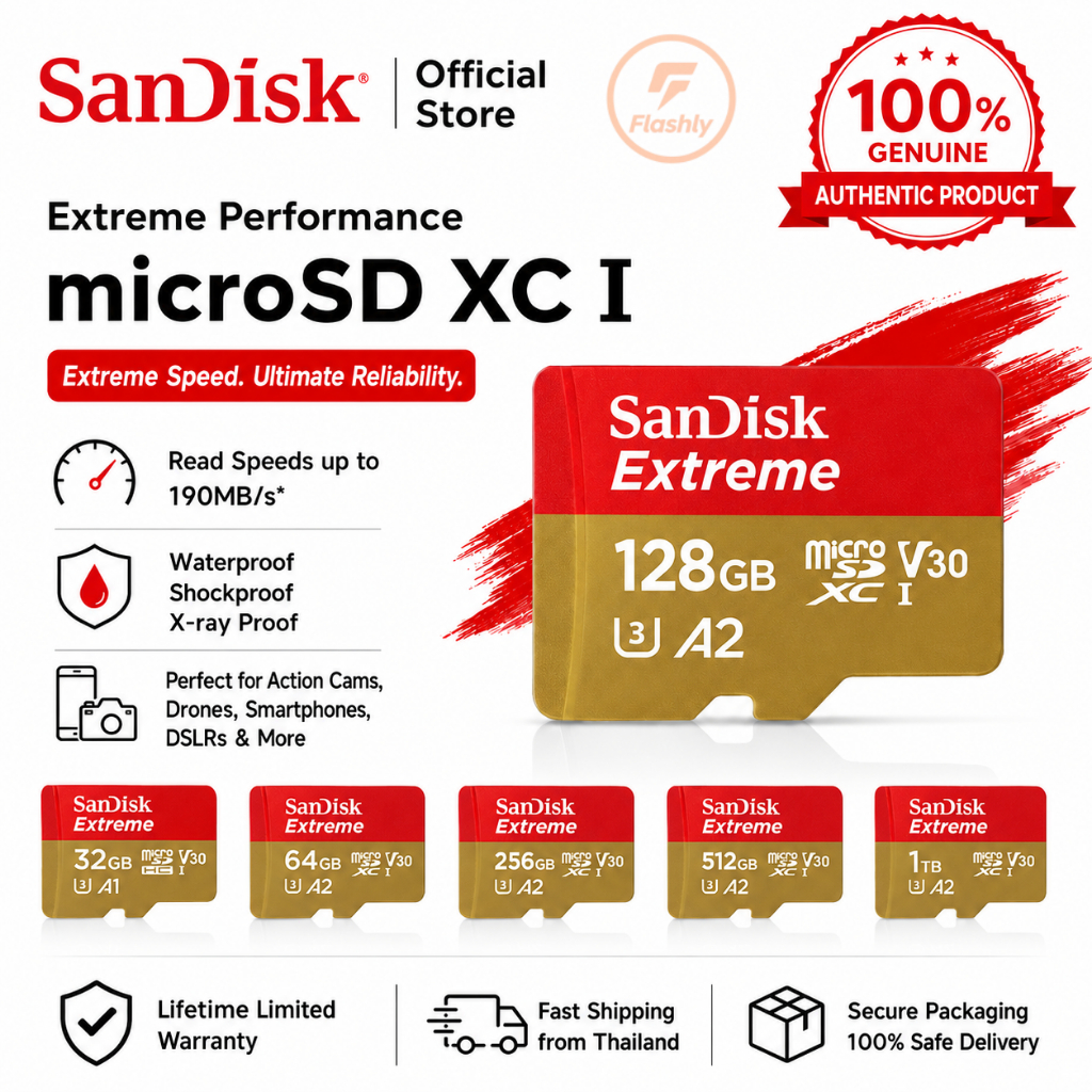 (ส่งด่วน) SANDISK Extreme Game Micro SDcard 32/64/128/256GB (190MB) UHS-I V30 U3 A2 Memory card Nintendo