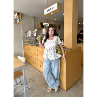 เสื้อแต่งดีเทลลายจุด 🐰✨อก36-46 สาวอวบ