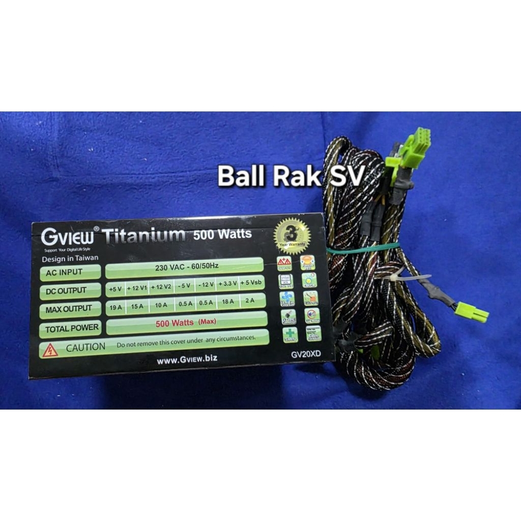 Power Supply GVIEW Titanium 500 Watts
