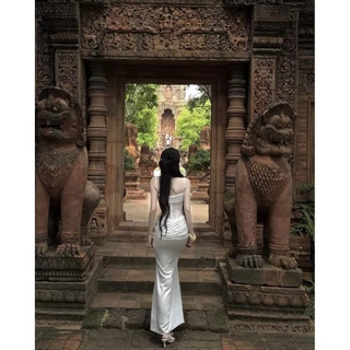 🌿🪷Verora dress🪷🌿 เดรสสายเดี่ยวสีขาวสุดละมุน ดีไซน์หรูดูแพง VR