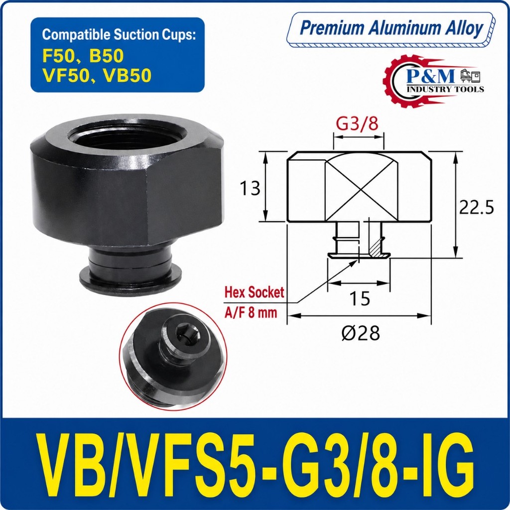 Adapter Vacuum Cup VB/VFS5-G3/8-IG อลูมิเนียม G3/8 สำหรับ VF50, F50, SB50 B50 VB50