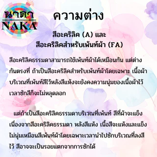 สีอะคริลิคสำหรับเพ้นท์ผ้า ขนาด 15ml/30ml (1 ขวด) ยี่ห้อ NAKA(นาคา)