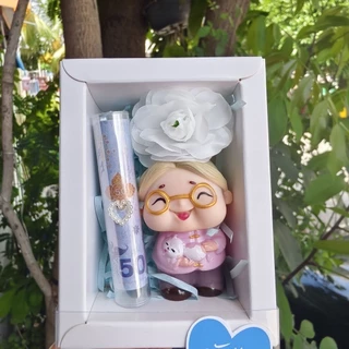 ของขวัญวันแม่ ใส่เงินได้ กล่องของขวัญ รุ่นพวงมาลัยจิ๋ว/คุณยาย ใส่ธนบัตรได้ 1 ใบ