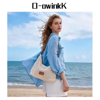 O‑owinkK กระเป๋าสะพายไหล่ ลายถักเจาะรู ความจุใหญ่ สไตล์ฤดูร้อน สายปรับได้