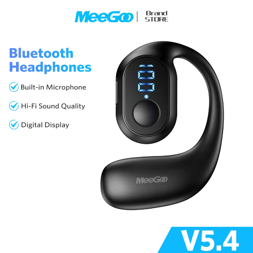 MEEGOO หูฟังไร้สายข้างเดียว ข้างซ้าย บลูทูธ 5.4 มีหน้าจอแสดงแบต ไมค์ตัดเสียงรบกวน กันน้ำระดับชีวิต ชาร์จ Type-C