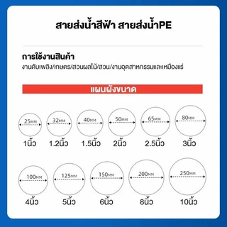 สายส่งน้ำ PE สีฟ้า หนาพิเศษ เคลือบ 2 ชั้น 2/3/4 นิ้ว 10/50/100 เมตร ทนแรงดันสูง ไม่รั่วซึม พับเก็บง่าย แถมข้อต่อ+แคลมป์