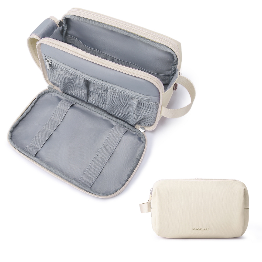 BAGSMART กระเป๋าใส่อุปกรณ์อาบน้ำและแต่งหน้า กันน้ำได้ดี พร้อมช่องจัดระเบียบ เหมาะสำหรับผู้ชายและผู้หญิง