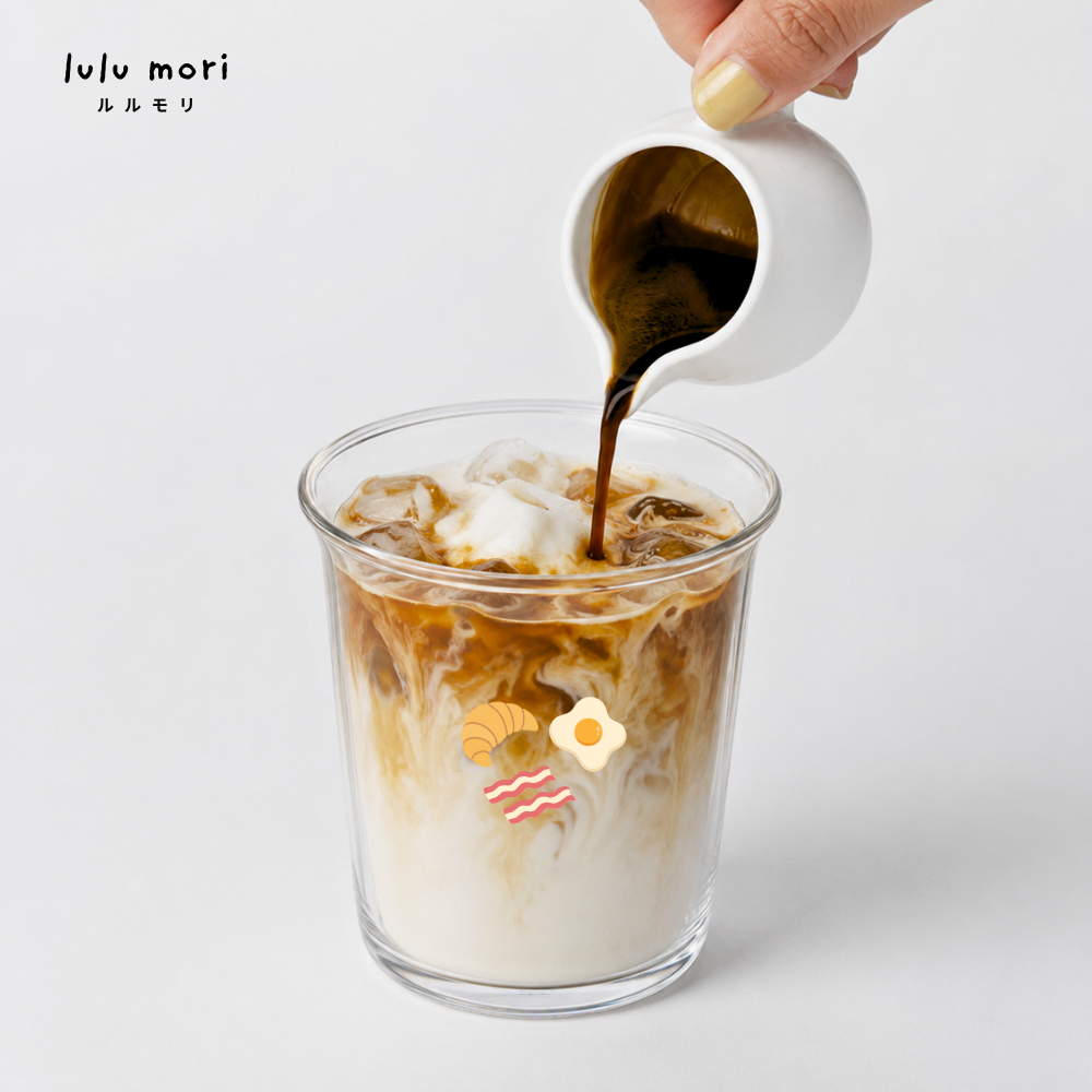 lulu mori | แก้ว Breakfast Glass Cup มินิมอล แก้วคาเฟ่ใส สไตล์เกาหลี สำหรับมัทฉะ กาแฟ