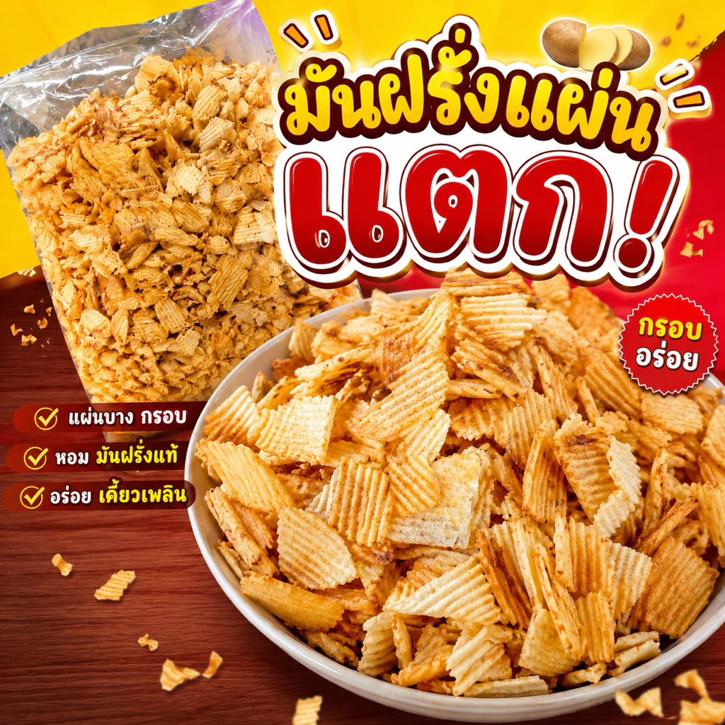 มันฝรั่งแผ่นแตก 1 กิโลกรัม แตกจริงแต่อร่อยเลยยย~