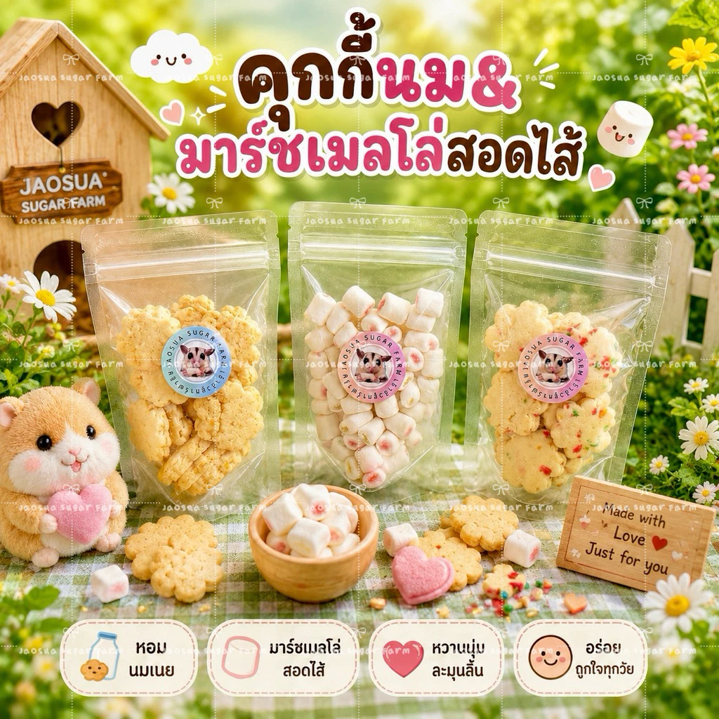 คุกกี้นมผสมเนื้อผลไม้ คุกกี้นมผสมธัญพืช มาร์ชเมลโล่ สอดไส้รสผลไม้