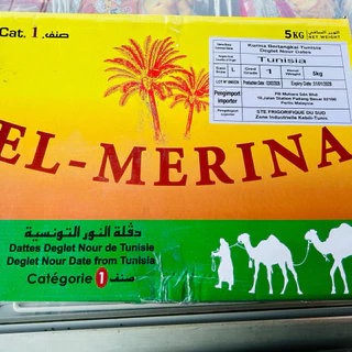(ยกลัง) อินทผลัมเดทเรทนัวร์ไร้ก้านยกลัง EL-MERINA (5กิโลกรัม) หวานน้อย หอม สะอาด อร่อยย หมดอายุ 31/01/2028
