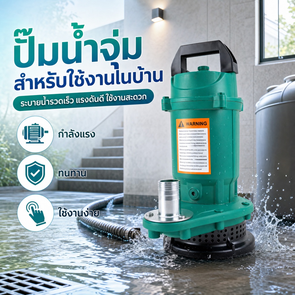 ปั๊มไดโว่ดูดน้ำ 1 นิ้ว 450W มินิ แรงดูดแรง เสียงเงียบ เร่งเร็ว ประหยัดไฟ ขนาดเล็ก