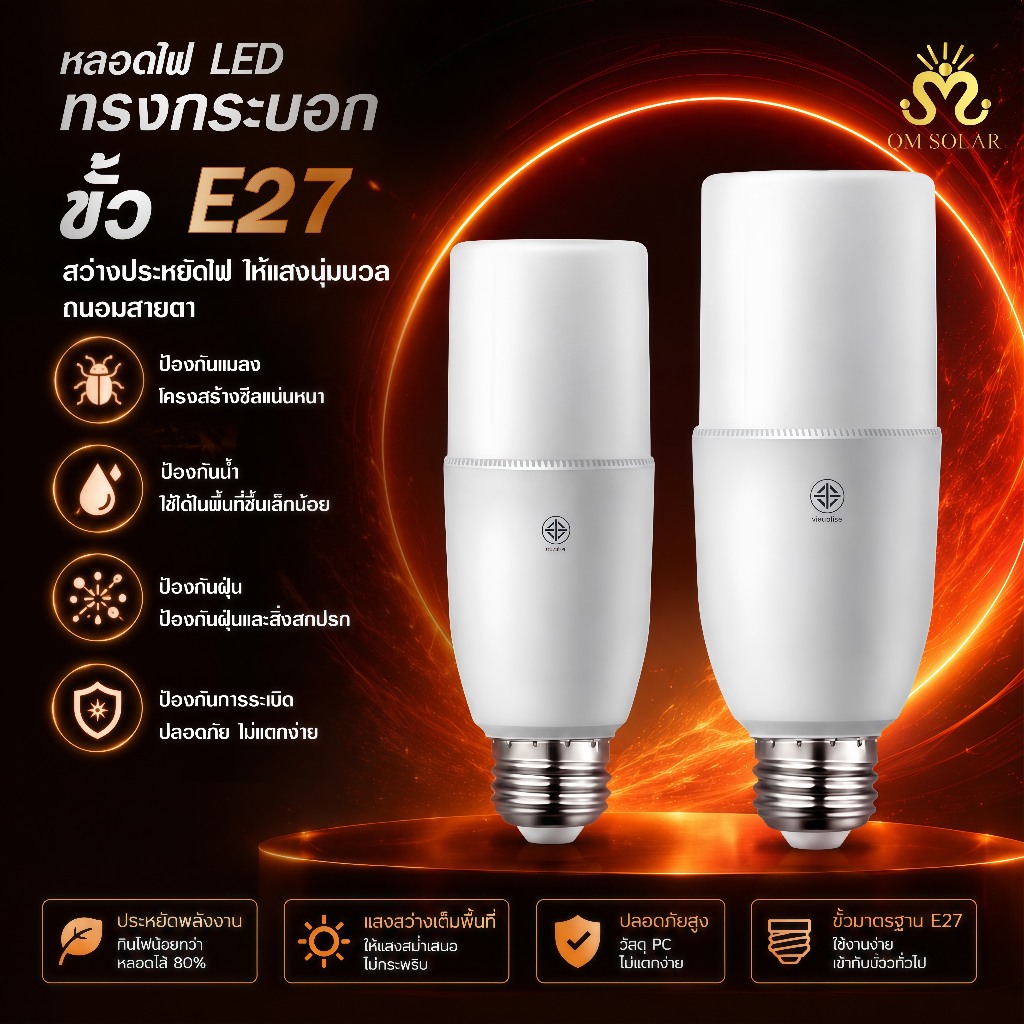 (10ชิ้น) หลอดไฟ LED Stick ทรงกระบอก ขั้ว E27 10w 15w 20w 25w สีขาว หลอดไฟประหยัดพลังงาน หลอดไฟในบ้าน หลอดไฟLED