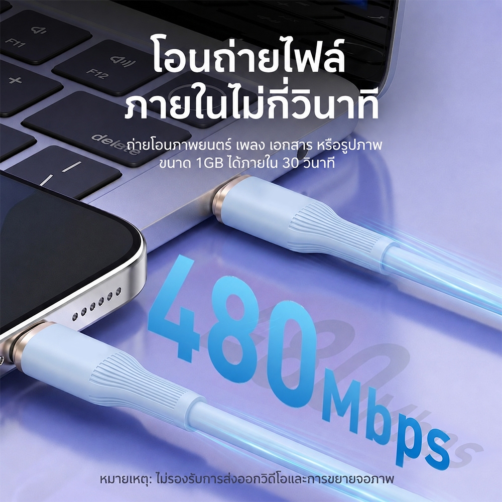100W สายชาร์จ 6A ชาร์จเร็ว Type C to Type C ซิลิโคน รูปที่ 2