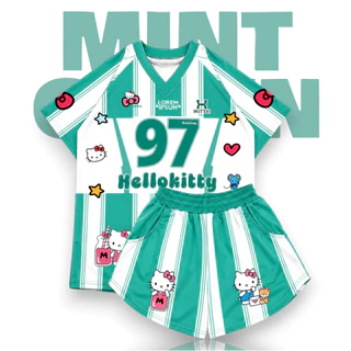 ( OAFSSET6 ) ชุดเซท คอวีลายการ์ตูน คิตตี้ So Cute 3สี มีกระเป๋า ฟรีไซส์/พลัสไซส์