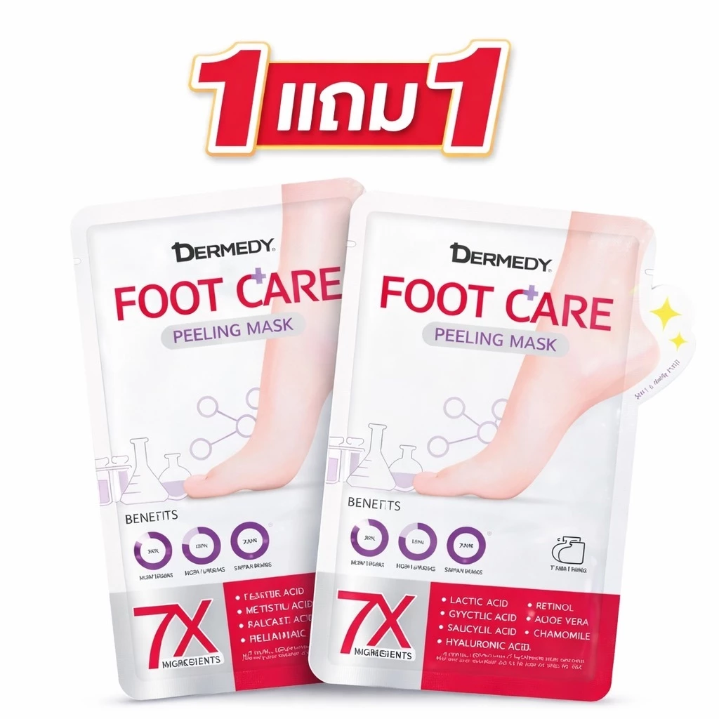 1 แถม1 มาสก์เท้า ผลัดเซลล์ผิว DERMEDY FOOT CARE PEELING MASK เดอร์มีดี ฟู้ท แคร์ พีลลิ่ง มาสก์