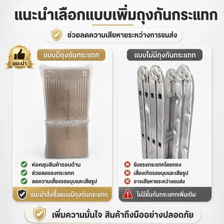 TFA【รับประกันตลอดการใช้งาน】บันไดพับได้ บันไดอลูมิเนียม บันได หนา 6.5 มม รับน้ำหนักได้ 30000KG ยาวทั้งหมด3.8m/4.8m/5.8m