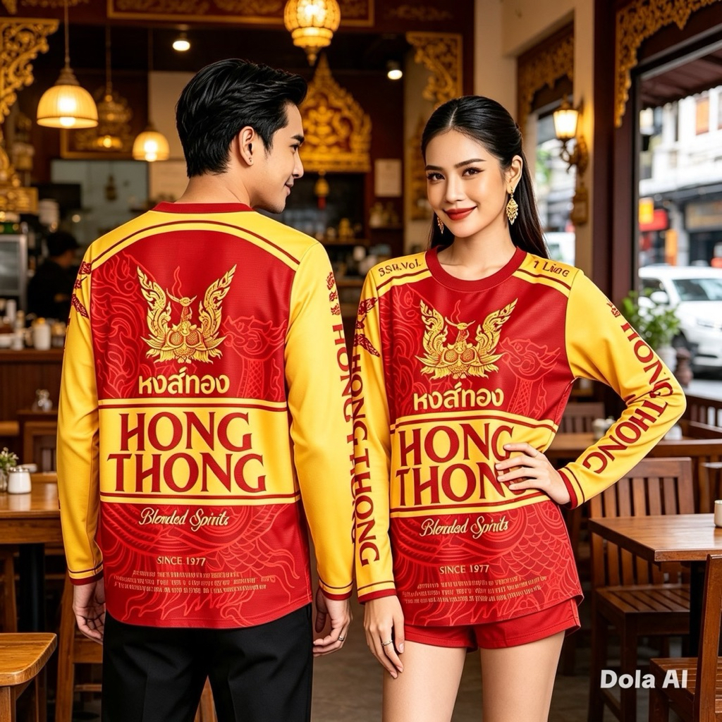 เสื้อยืดกีฬา หงส์ทอง V.2 ผ้าไมโครสปอร์ต ใส่ได้ทั้งหญิงและชาย