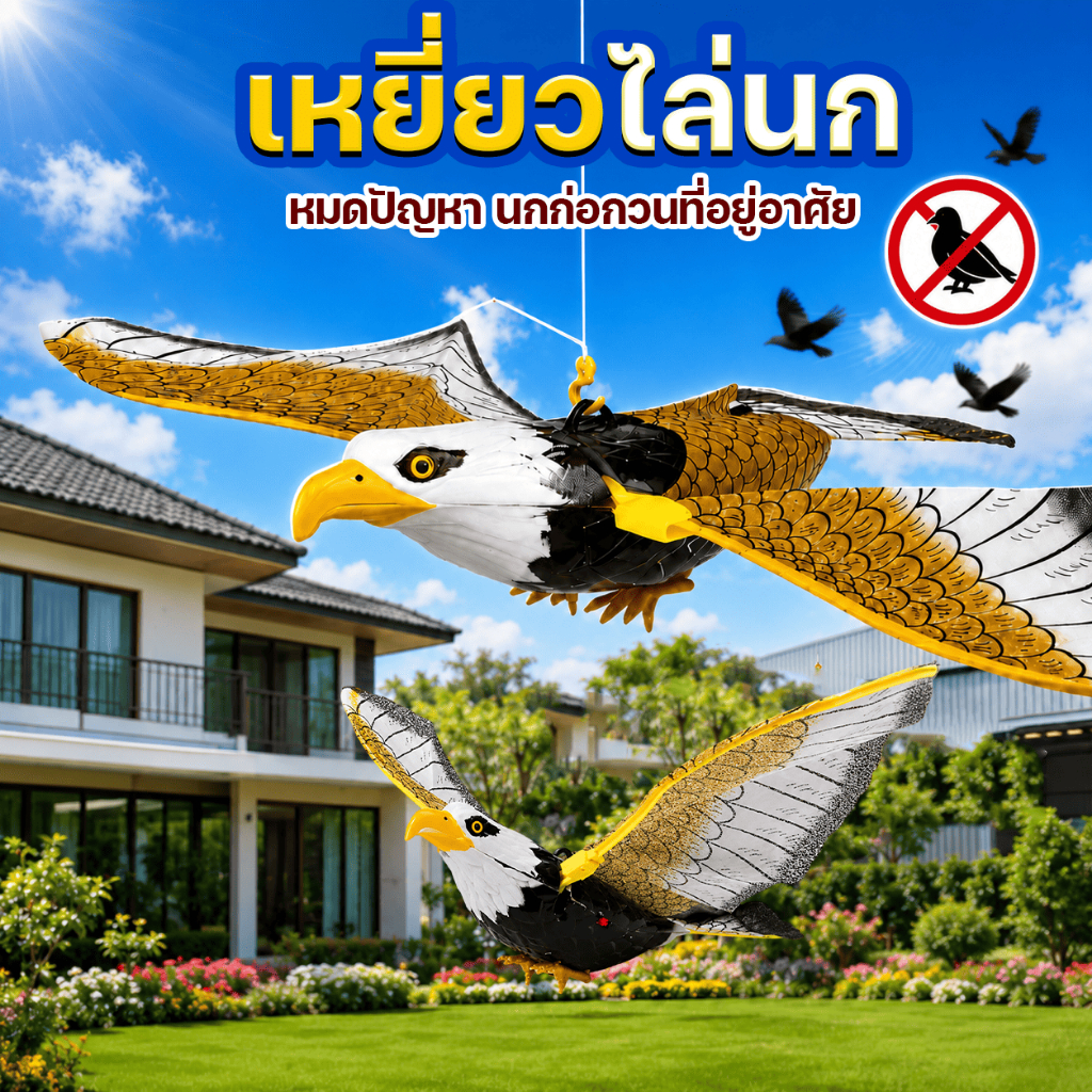 เหยี่ยวไล่นก ไล่นก ไล่นกพิราบ เหยี่ยวไล่นกมีเสียง นกอินทรีย์แบบใส่ถ่าน ปีกขยับได้