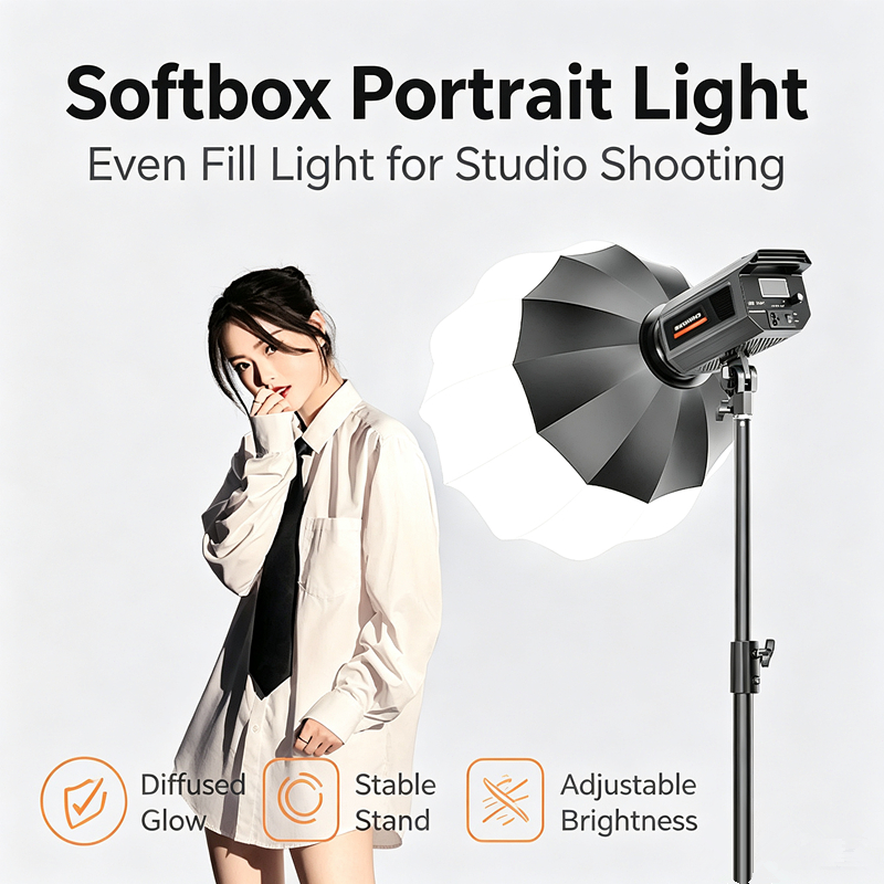 ชุดไฟสตูดิโอ LED 500W ไฟถ่ายรูป ไฟไลฟ์สด พร้อม Softbox light 65 ซม. และขาตั้ง สำหรับถ่ายวีดีโอ ถ่ายสินค้า และไลฟ์สด
