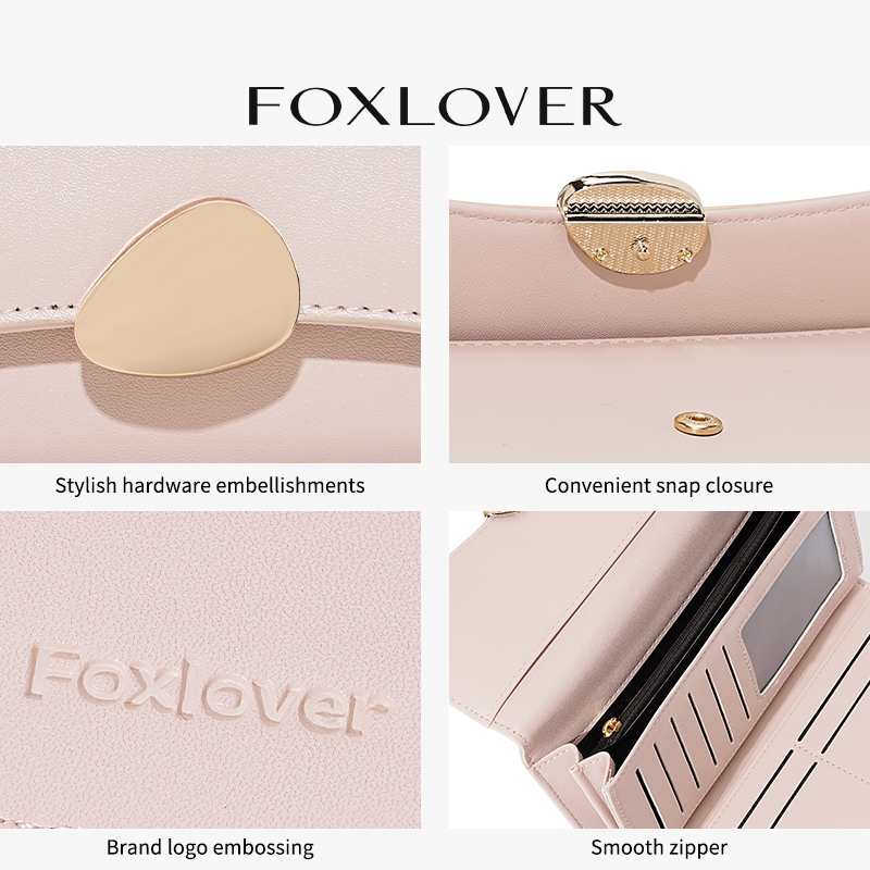 FOXLOVER محفظة نسائية طويلة 7 بطاقات — صورة 8