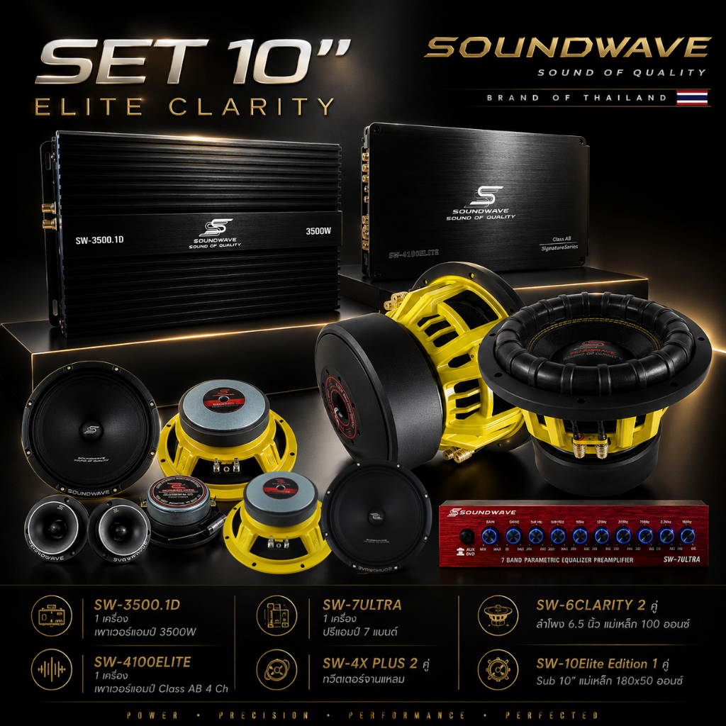 ชุดเครื่องเสียงรถยนต์ 10นิ้ว SET 10นิ้ว Edition Clarity SOUNDWAVE เครื่องเสียงรถยนต์ , เครื่องเสียงรถ , เพาเวอร์แอมป์