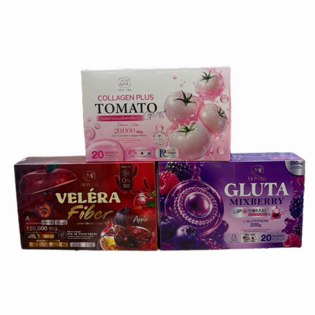 มนตรา คอลลาเจนTomato/gluta Mixbrrry /VELERA มี 3 สูตรจ้า