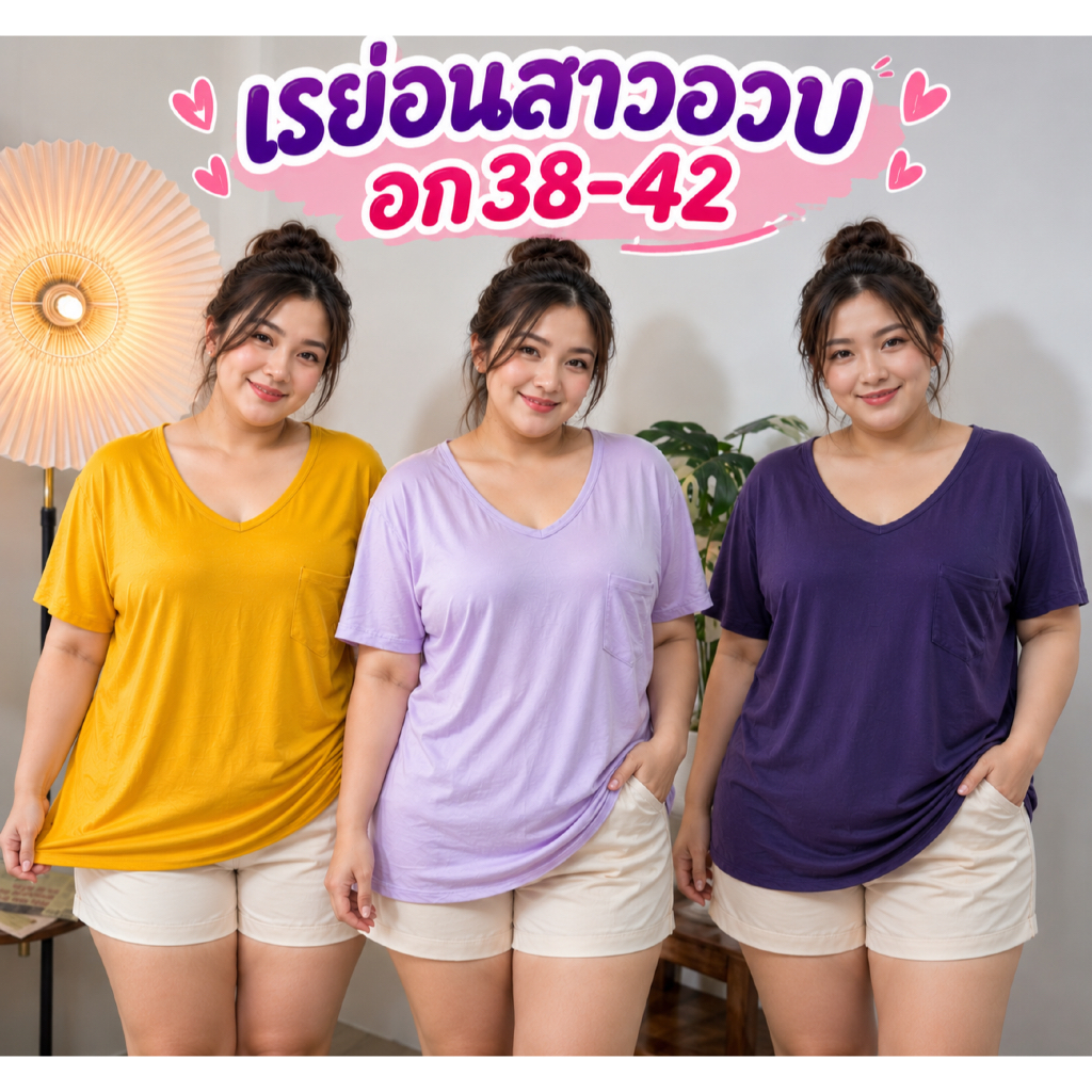 เสื้อเรย่อนคอวีมีกระเป๋า อก36-42 ผ้าบางเบาใส่สบาย ผ้ายืดตามตัว งานรัดรูป สินค้าถ่ายจากงานจริง BS006