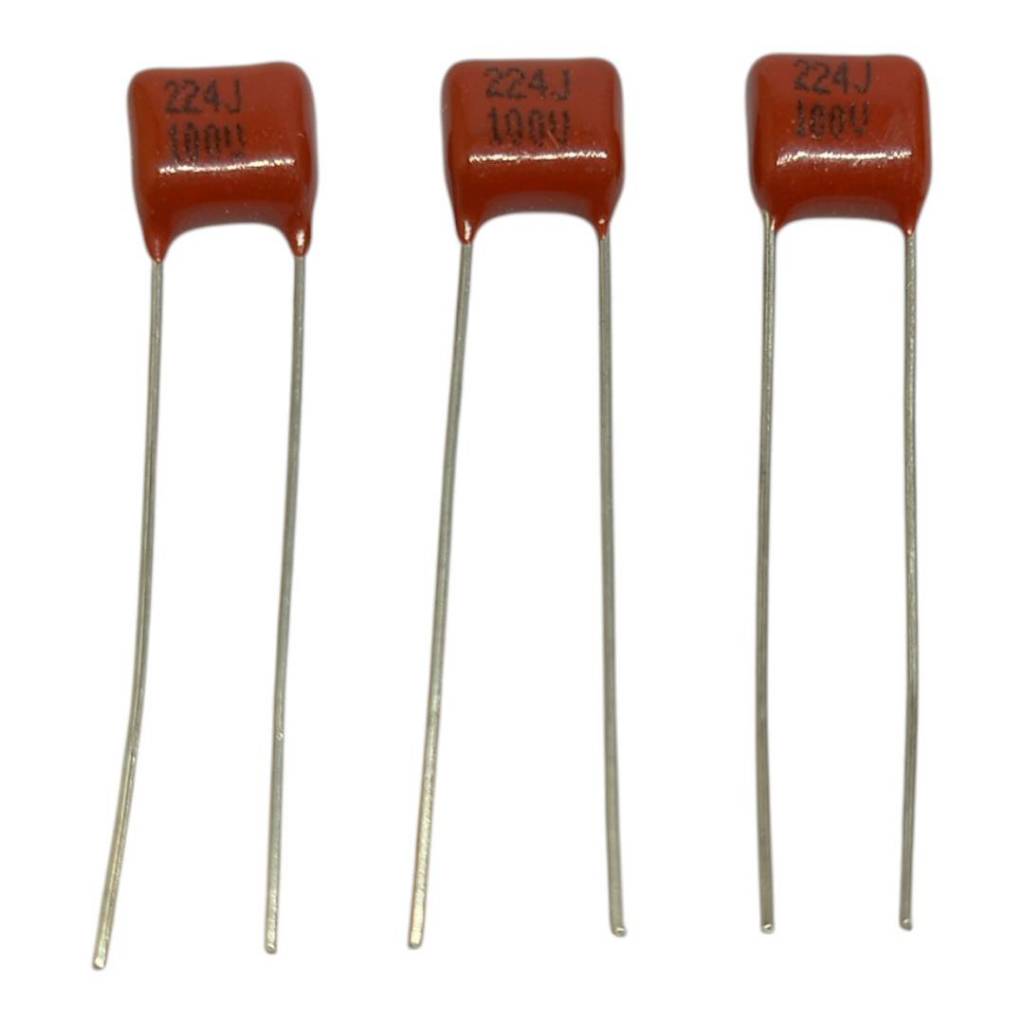 3pcs  224 100V ไมลาร์ 224J คาปาซิเตอร์ ตัวเก็บประจุ capacitor