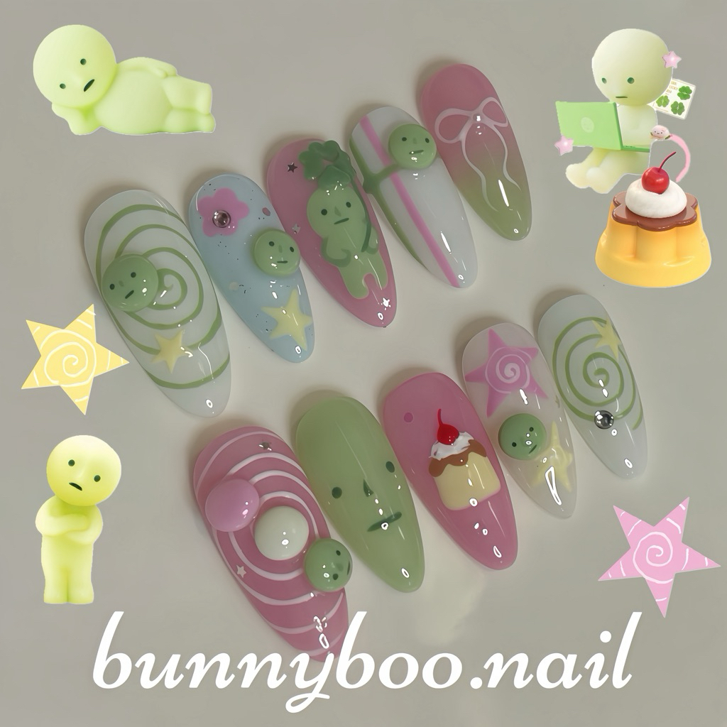 💅เล็บปลอมเจล smiski🌸🍀🍥 (มีกล่อง)