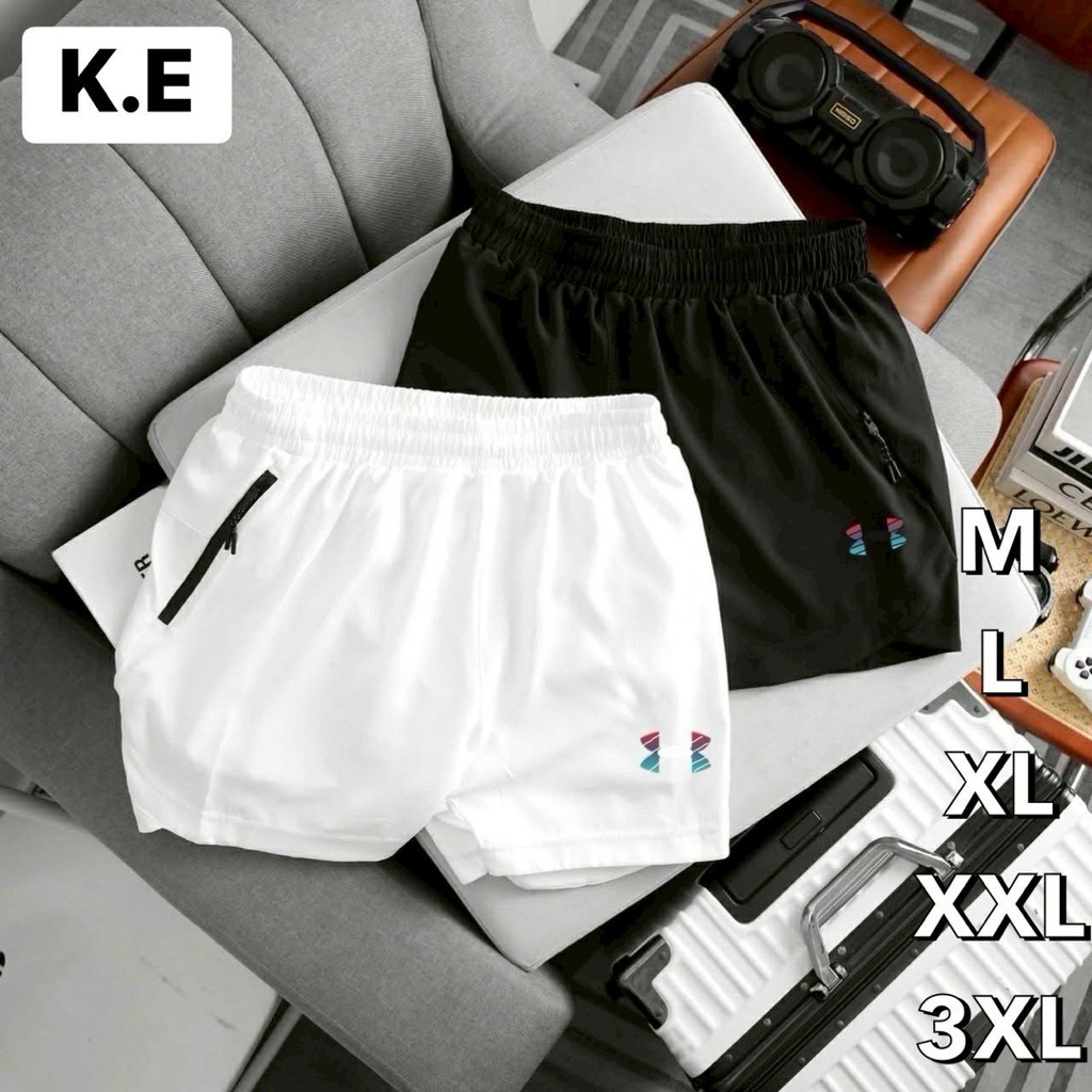 พร้อมส่ง กางเกงวิ่ง กางเกงออกกำลังกายผู้ชายขาสั้น มีซับในสเต