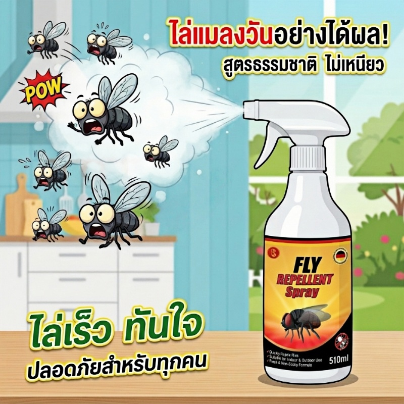 หมดปัญหาแมลงวันกวนใจ! NANA สเปรย์ไล่แมลงวัน ไล่แมลงหวี่ สูตรเข้มข้น ปกป้องยาวนาน ใช้งานง่าย 510ml